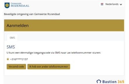 Foto: veilig mailen - Voorbeeldtekst aanmelden met SMS code